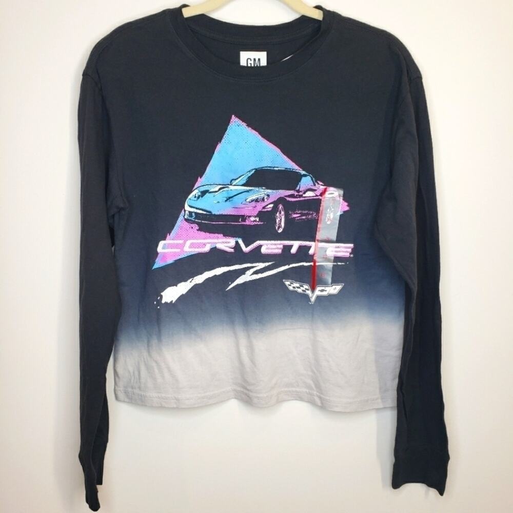 Official GM Women's Corvette Long Sleeve Cropped Graphic T-Shirt Junior XS